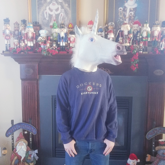 Dockers Sportswear Medium Navy Crew Neck Sweater - Picture 2 of 8